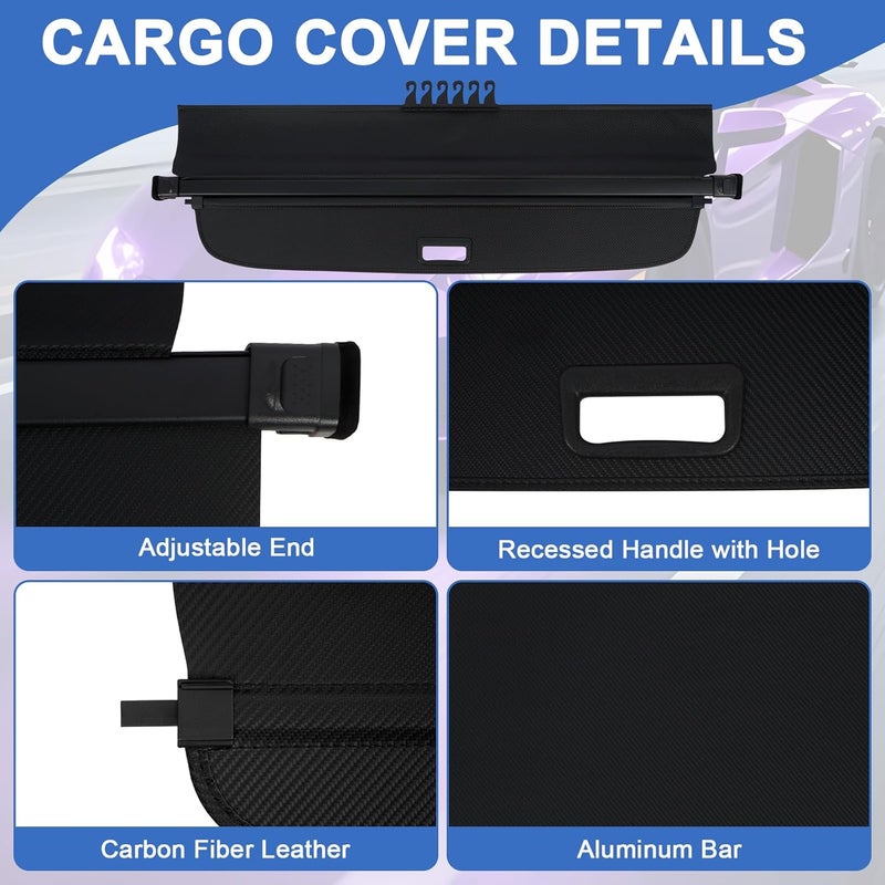 NTLTPYY Cargo Cover for Volkswagen Tiguan 2018-2024 l4 1.4L 2.0L - Waterproof Tear Accessories-Resistant Carbon Fibe Trunk Cover, Car Retractable Cargo Cover, Anti-Peeping Luggage Privacy Shield - Image 5